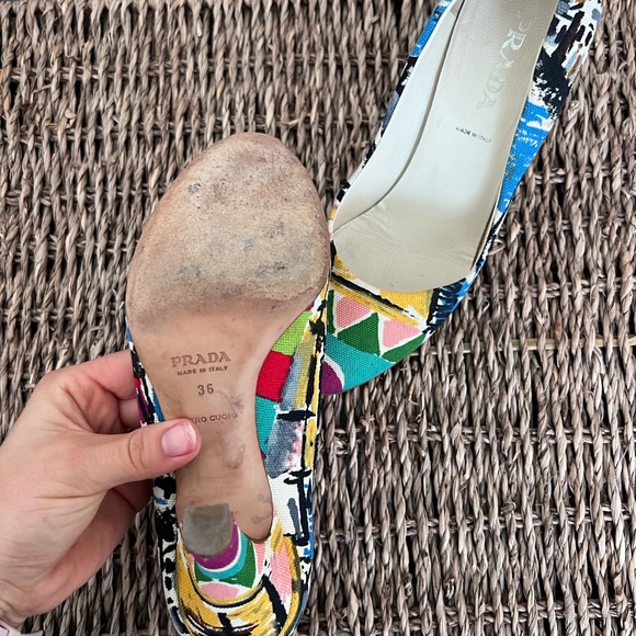 Prada Canvas Round Toe Pumps - Picture 2 of 5